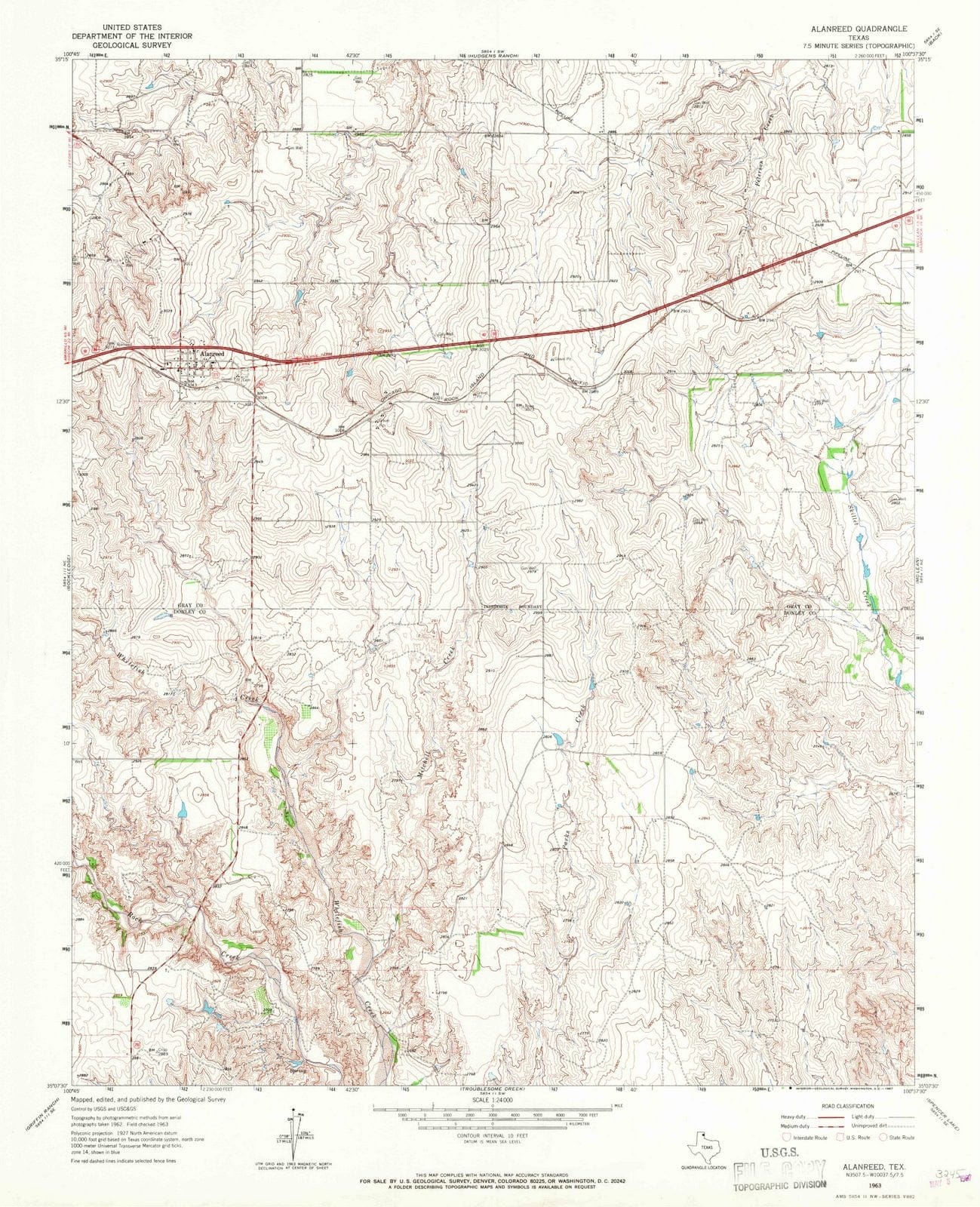 1963 Alanreed, TX - Texas - USGS Topographic Map