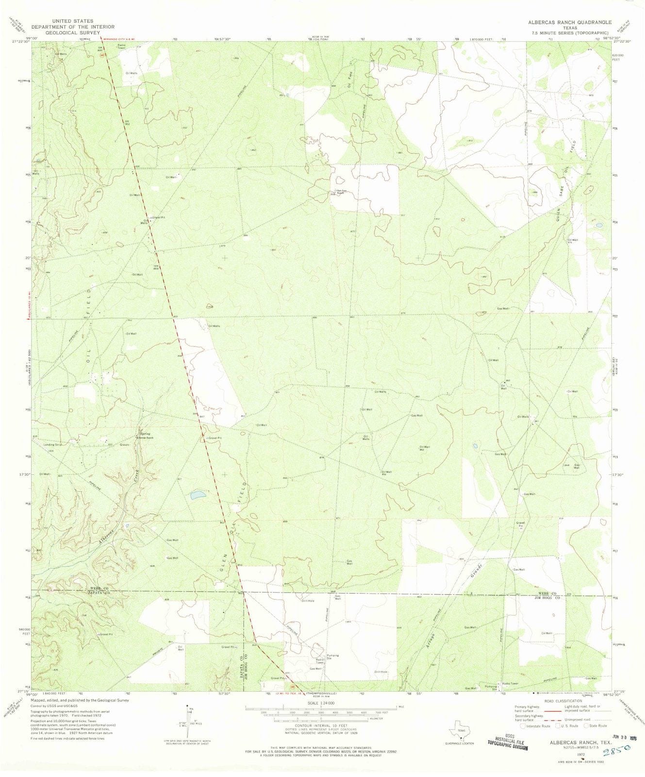 1972 Albercas Ranch, TX - Texas - USGS Topographic Map