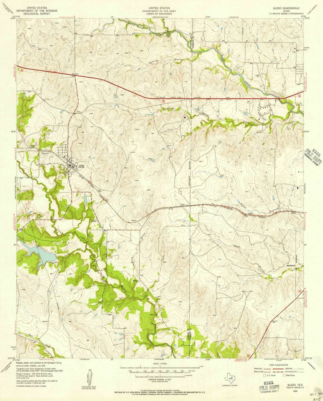 1955 Aledo, TX - Texas - USGS Topographic Map