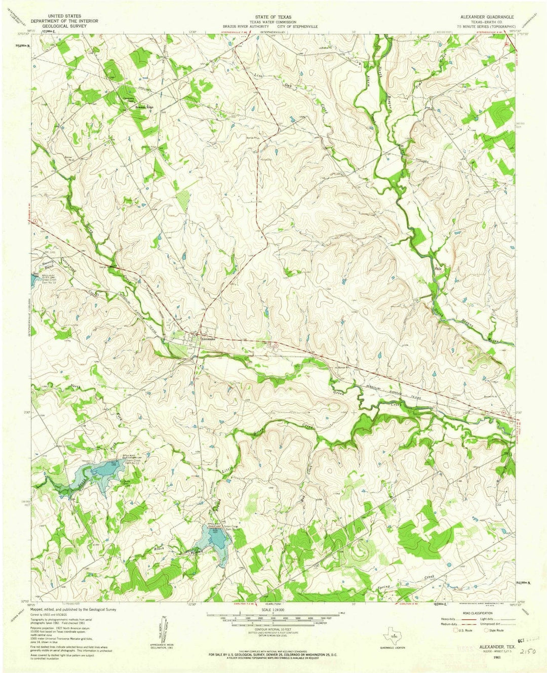 1961 Alexander, TX - Texas - USGS Topographic Map