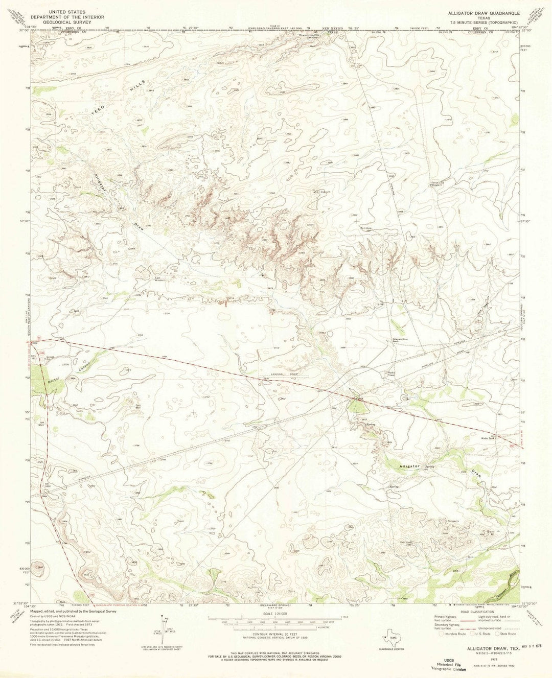 1973 Alligatorraw, TX - Texas - USGS Topographic Map
