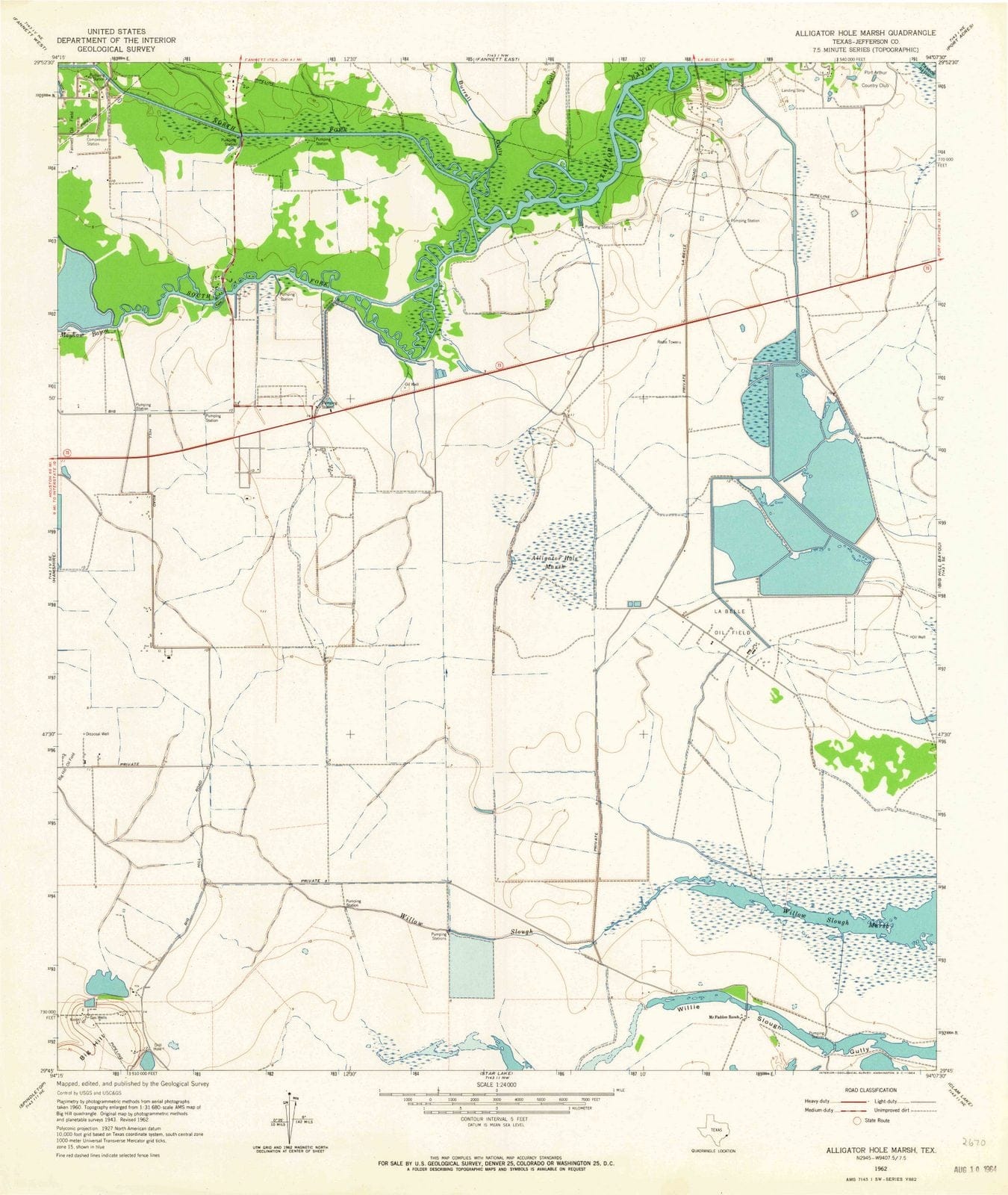 1962 Alligator Hole Marsh, TX - Texas - USGS Topographic Map