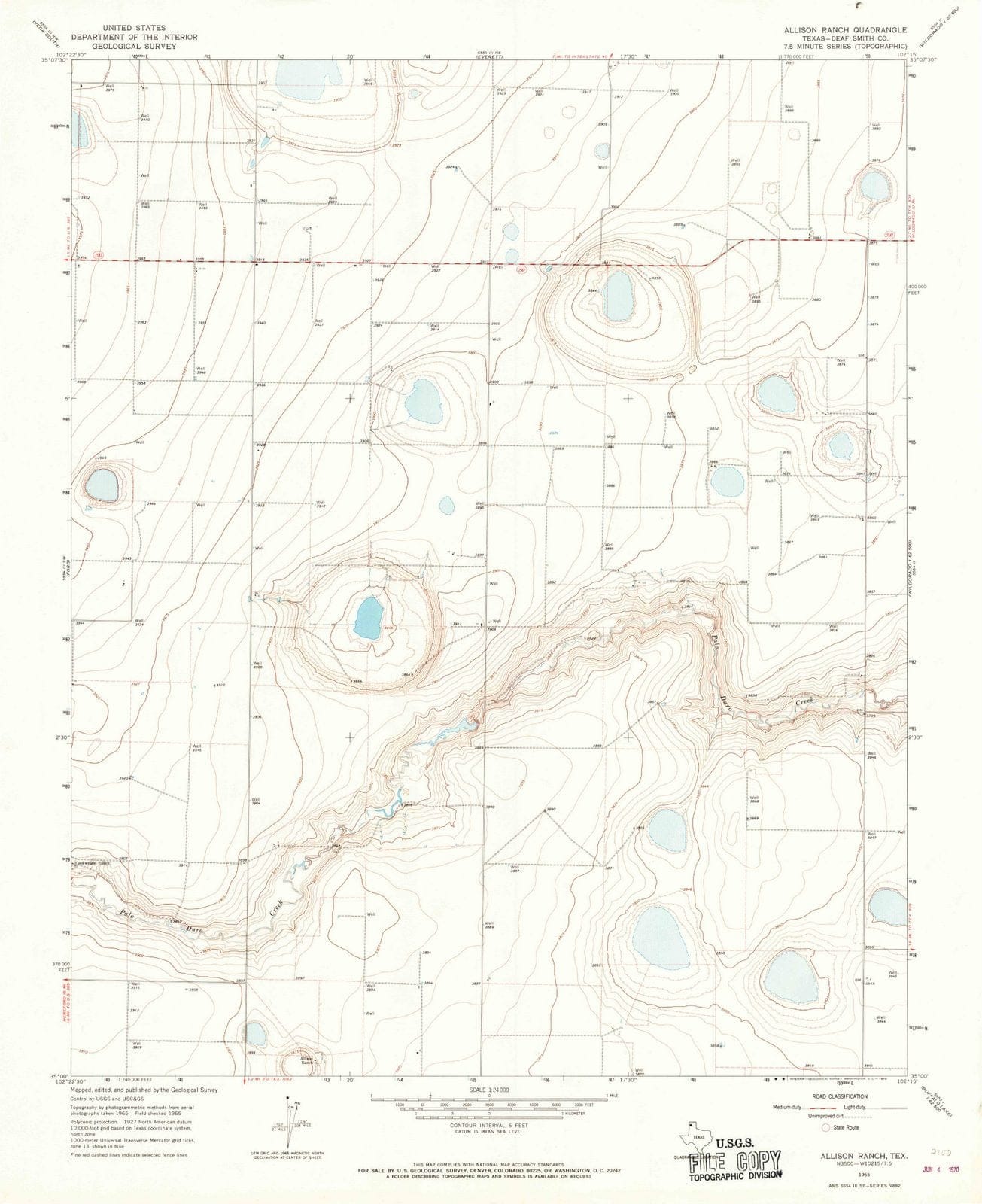 1965 Allison Ranch, TX - Texas - USGS Topographic Map