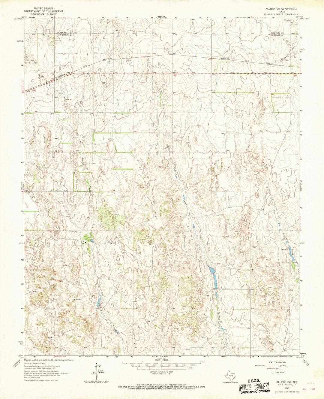 1963 Allison, TX - Texas - USGS Topographic Map