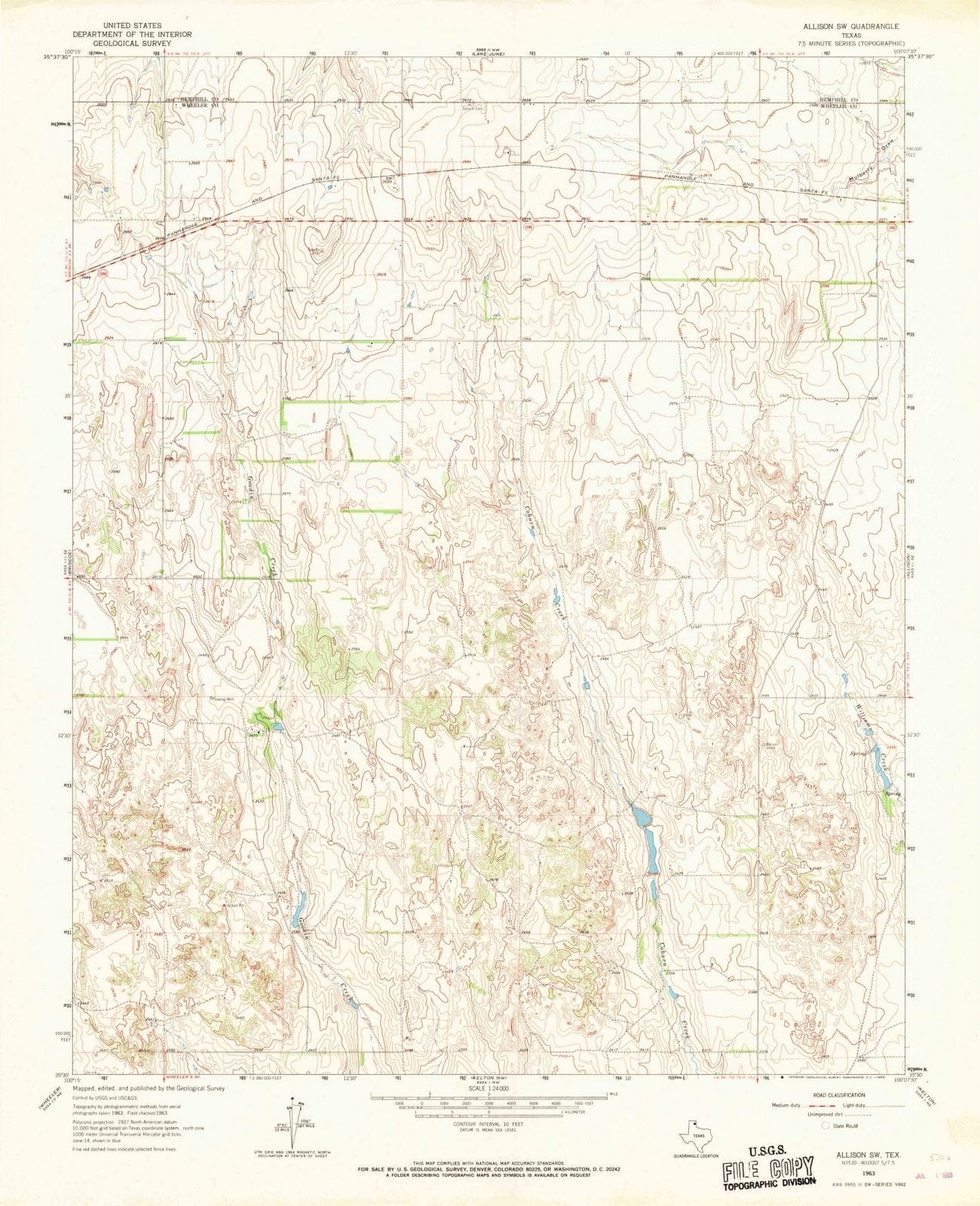 1963 Allison, TX - Texas - USGS Topographic Map