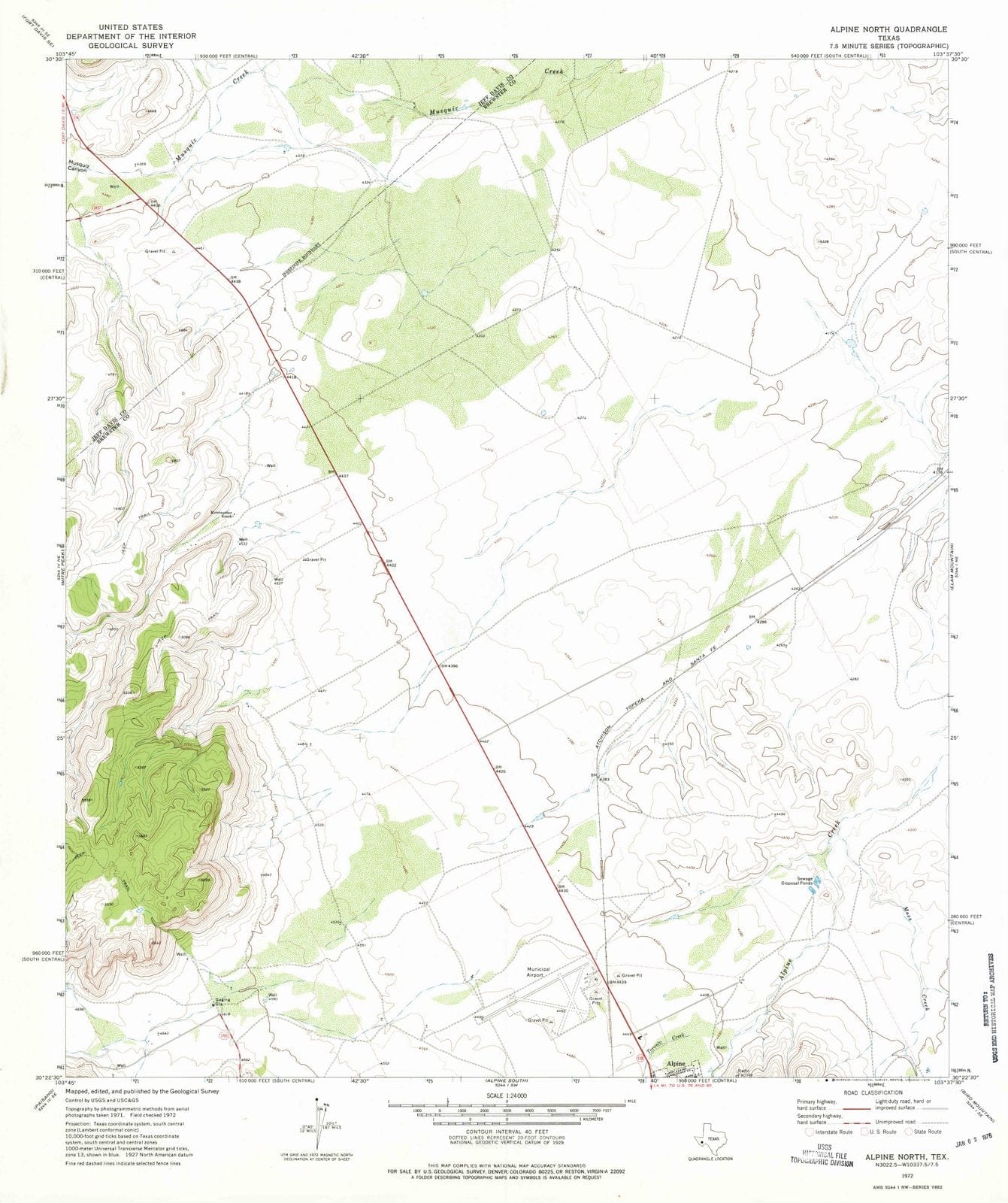 1972 Alpine North, TX - Texas - USGS Topographic Map