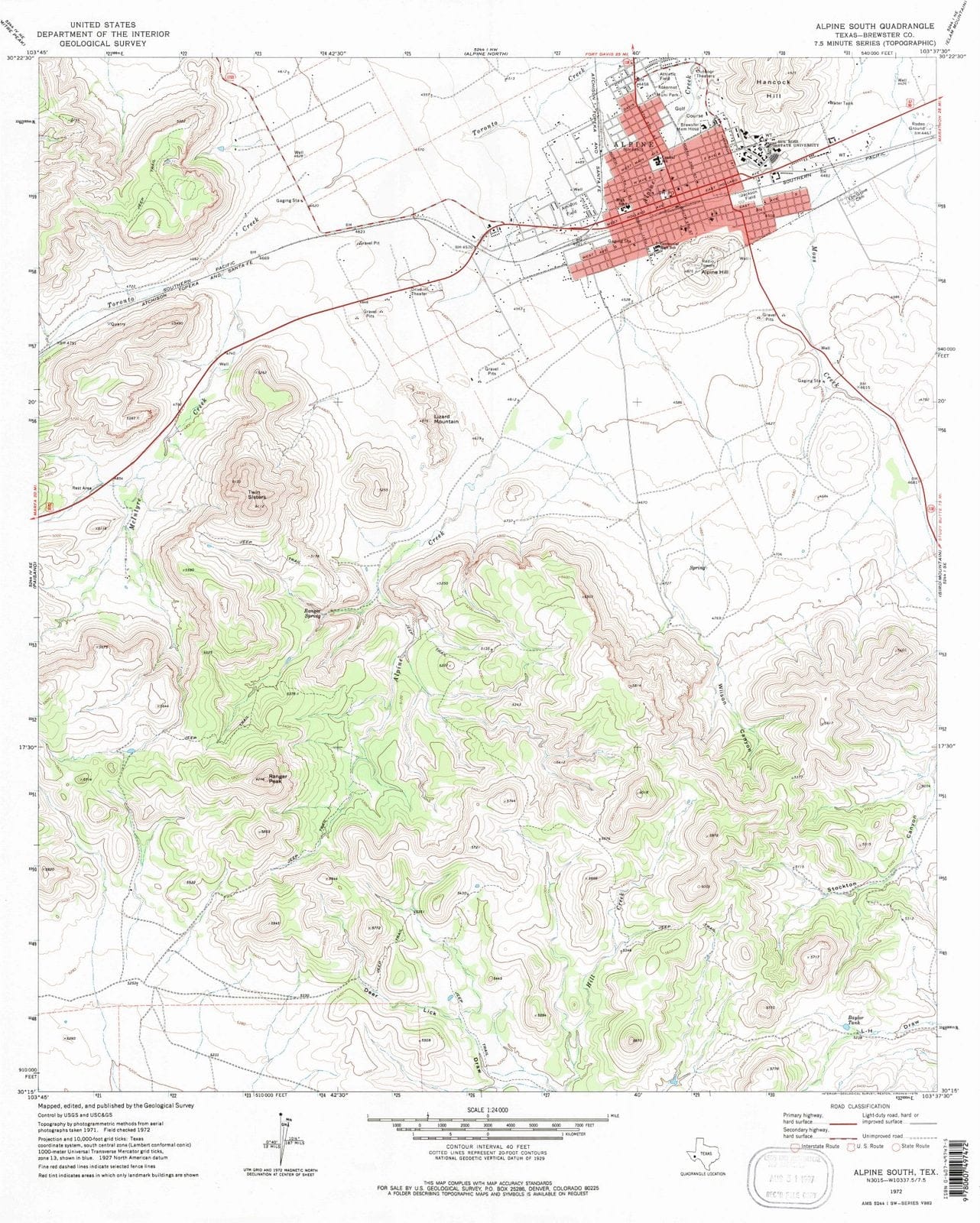 1972 Alpine South, TX - Texas - USGS Topographic Map
