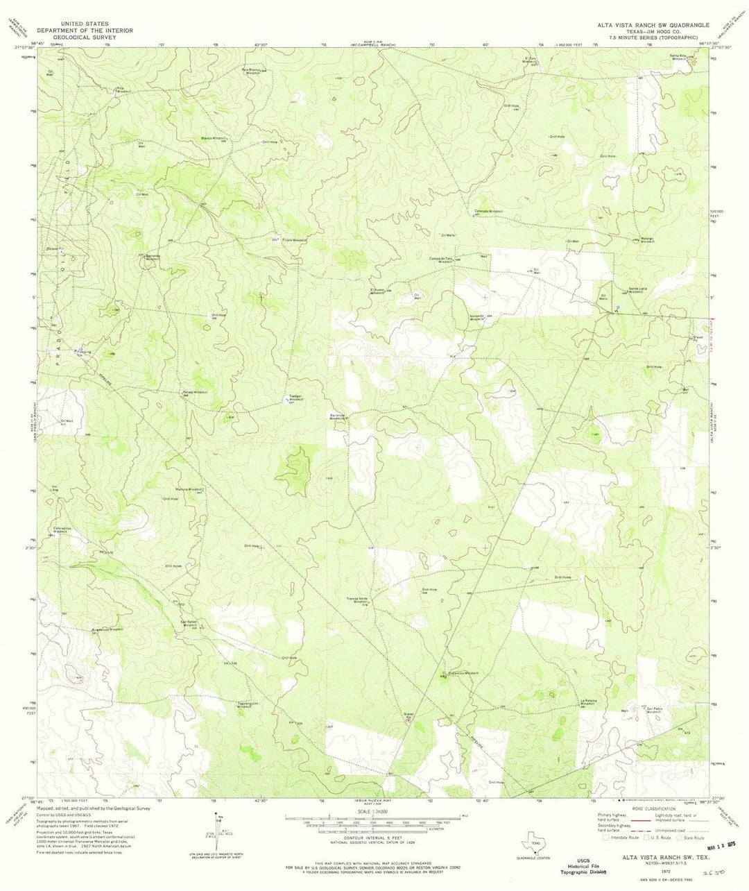 1972 Alta Vista Ranch, TX - Texas - USGS Topographic Map