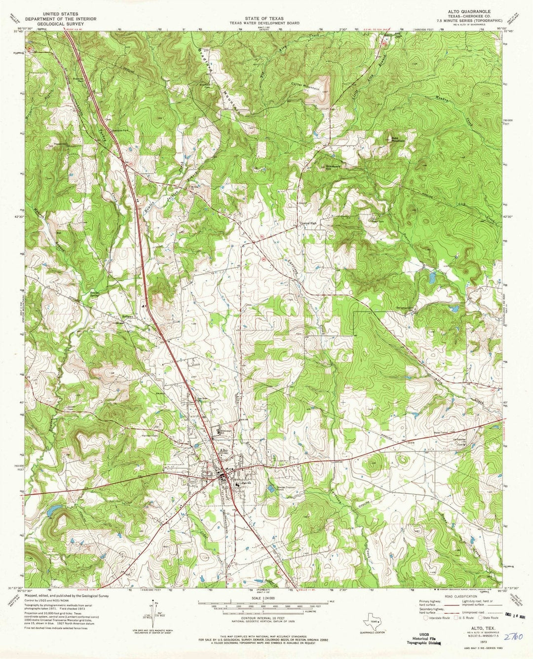 1973 Alto, TX - Texas - USGS Topographic Map