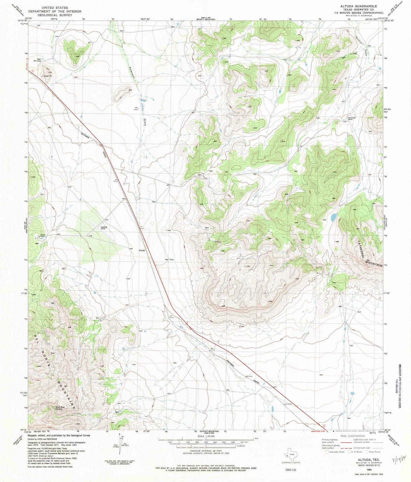 1983 Altuda, TX - Texas - USGS Topographic Map