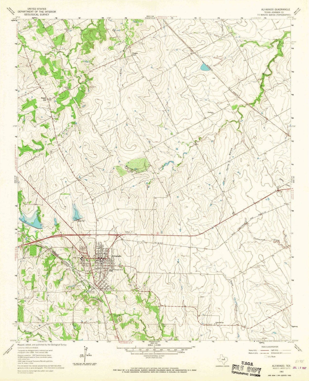 1961 Alvarado, TX - Texas - USGS Topographic Map