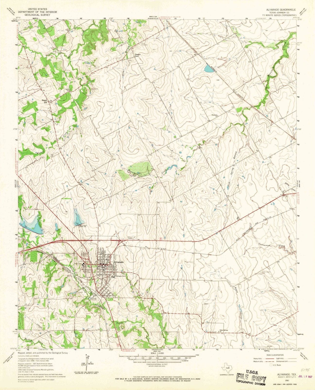 1961 Alvarado, TX - Texas - USGS Topographic Map