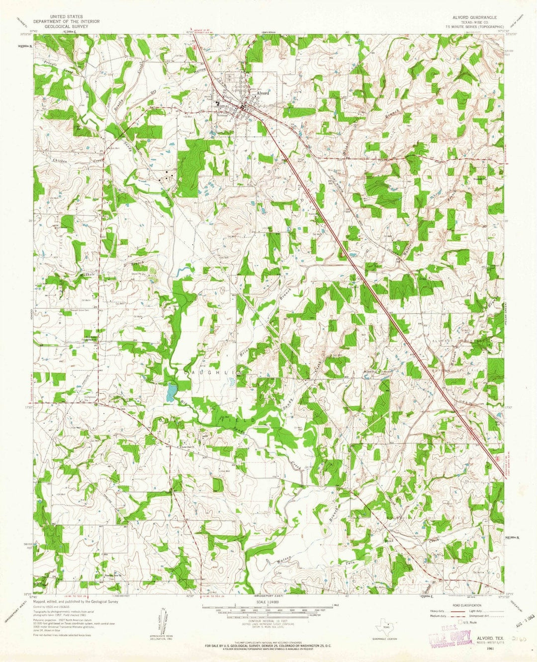 1961 Alvord, TX - Texas - USGS Topographic Map