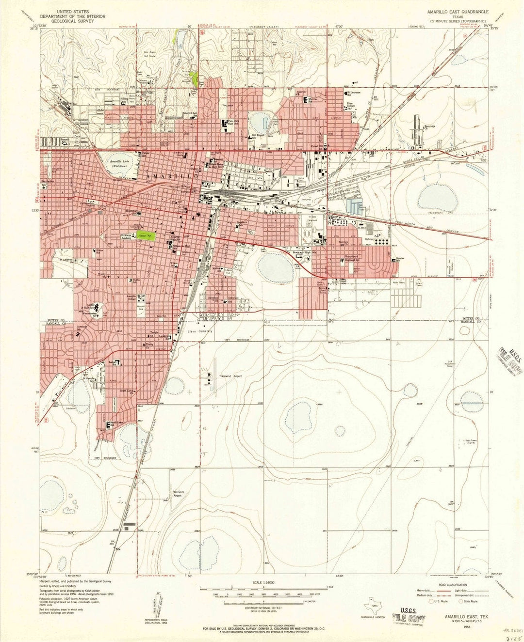1956 Amarillo East, TX - Texas - USGS Topographic Map