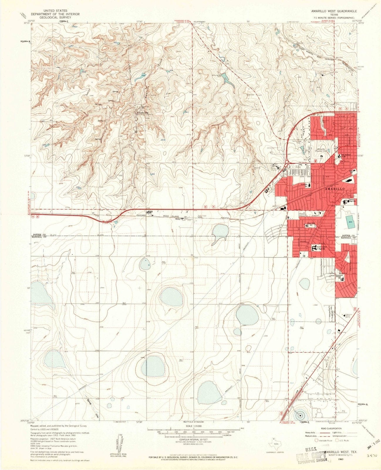 1960 Amarillo West, TX - Texas - USGS Topographic Map