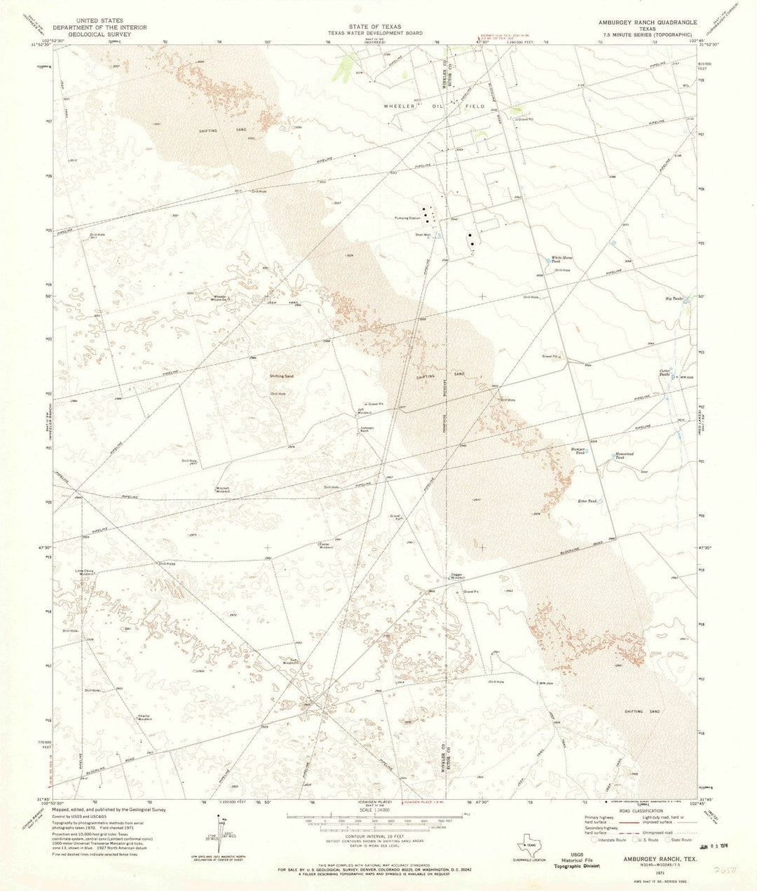 1971 Amburgey Ranch, TX - Texas - USGS Topographic Map