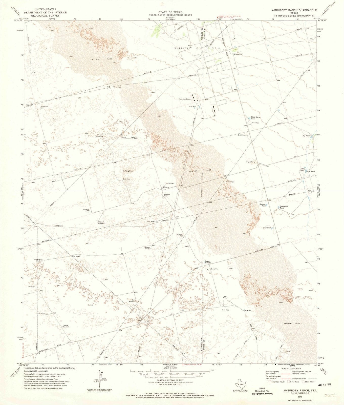 1971 Amburgey Ranch, TX - Texas - USGS Topographic Map