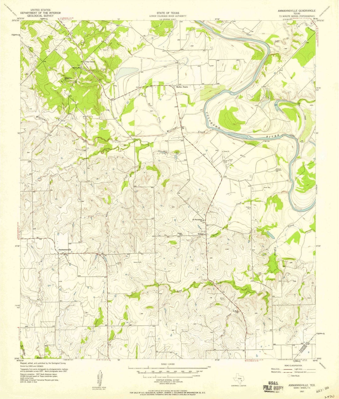 1957 Ammannsville, TX - Texas - USGS Topographic Map
