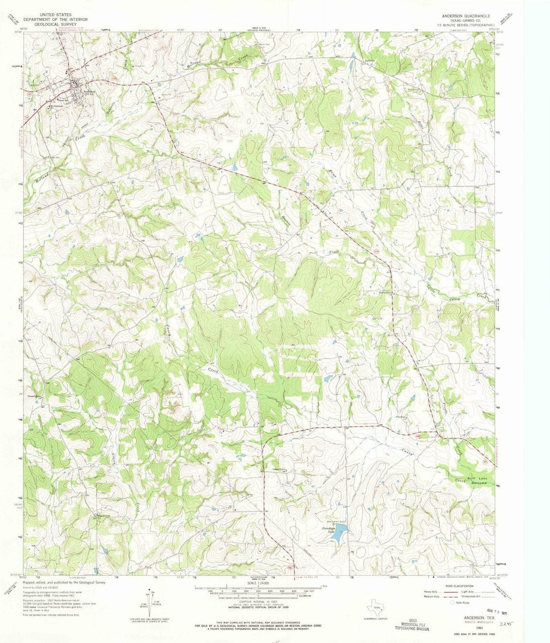 1961 Anderson, TX - Texas - USGS Topographic Map