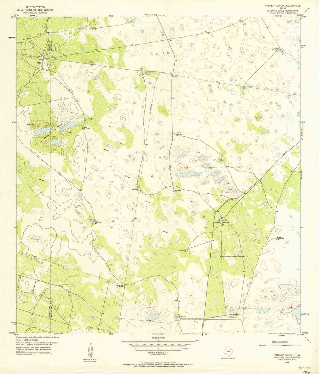 1956 Andrea Ranch, TX - Texas - USGS Topographic Map