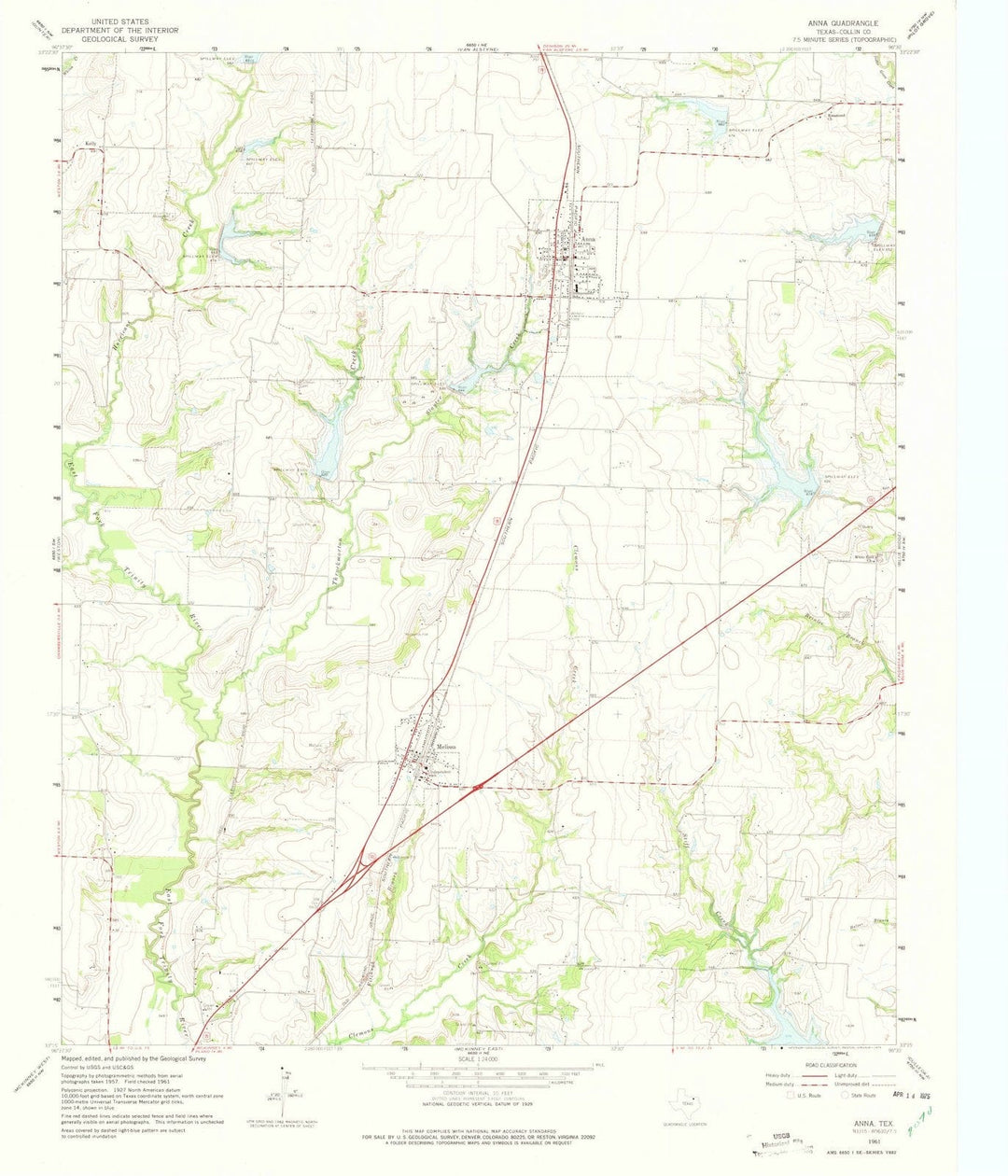 1961 Anna, TX - Texas - USGS Topographic Map