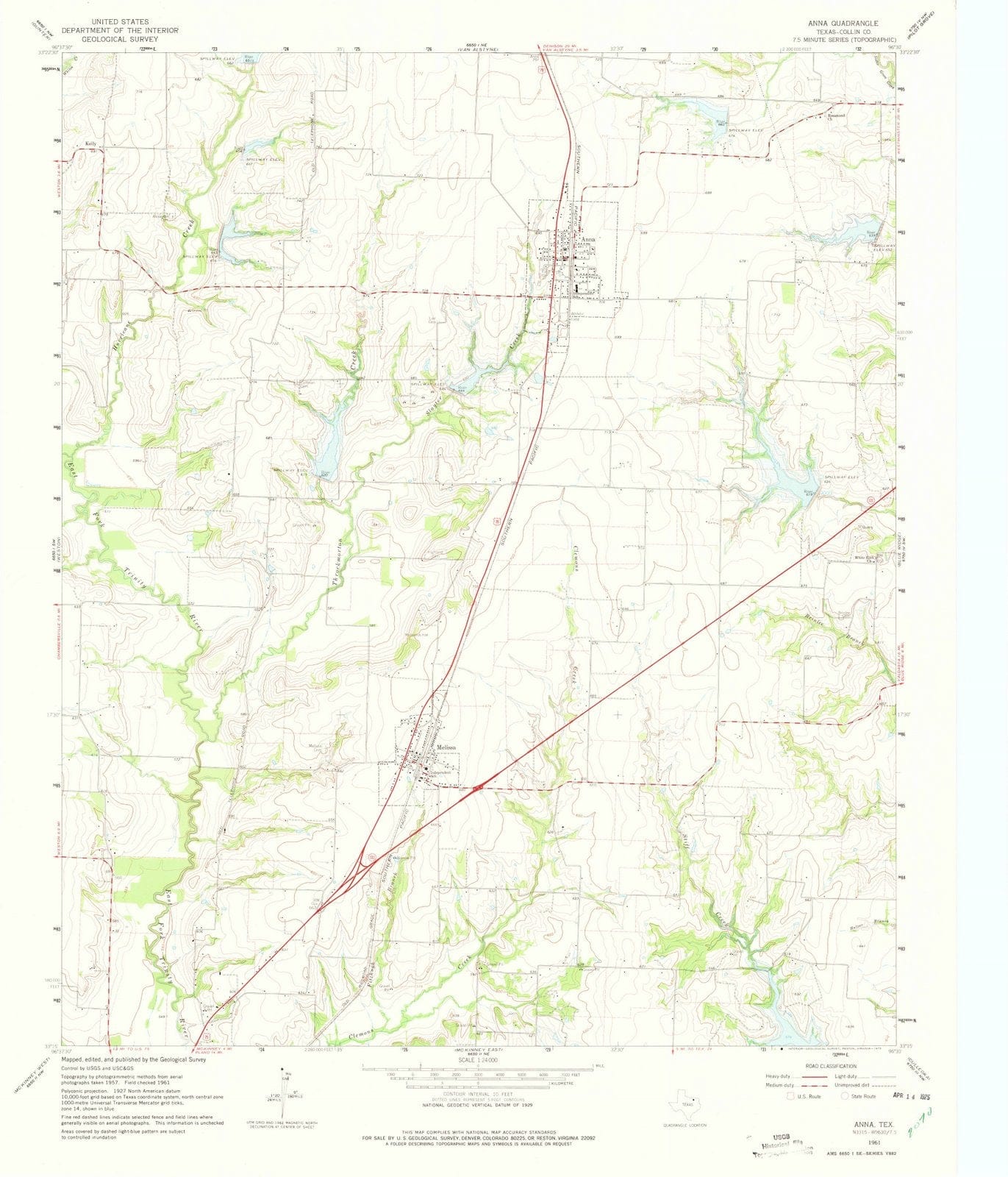 1961 Anna, TX - Texas - USGS Topographic Map