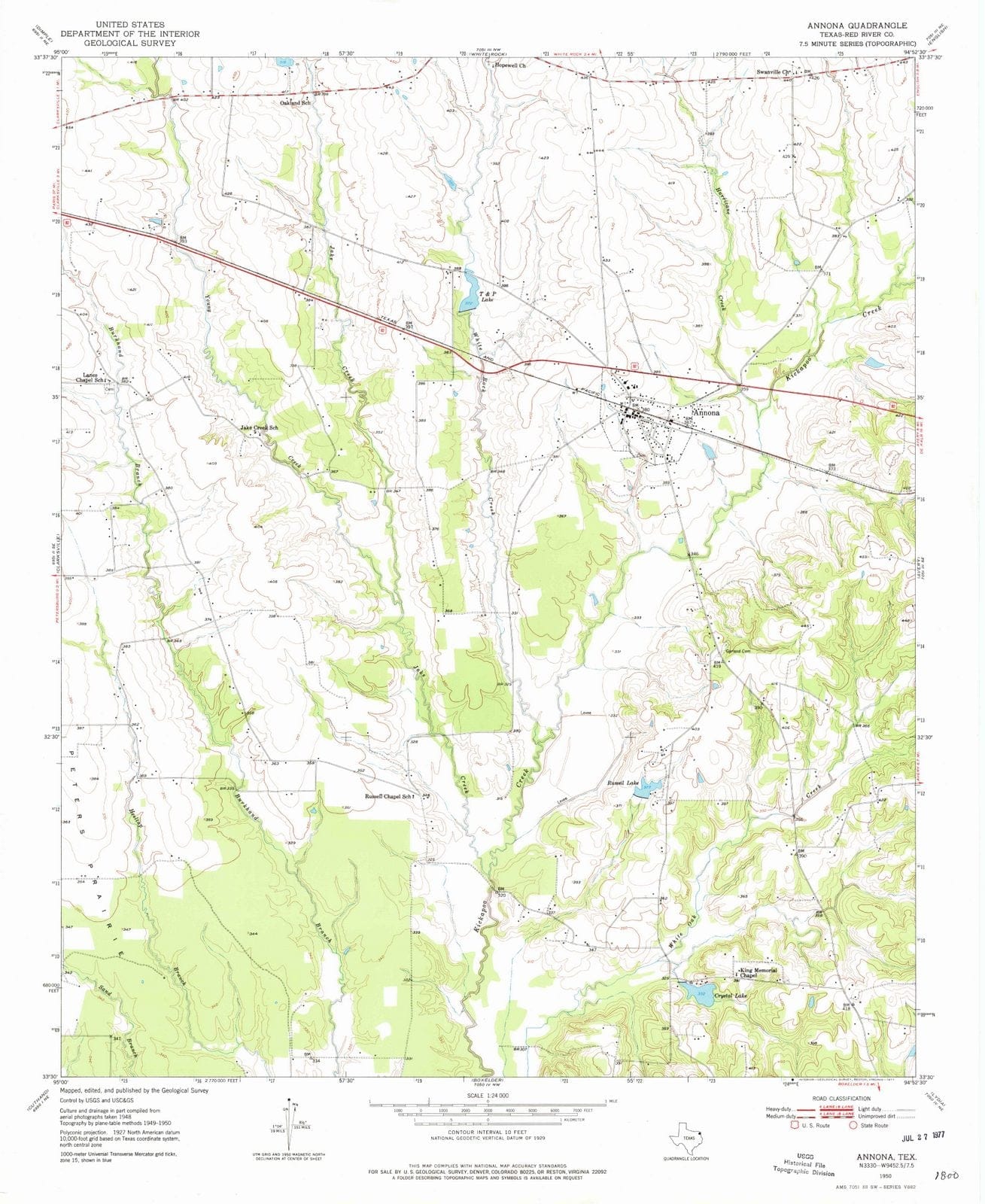 1950 Annona, TX - Texas - USGS Topographic Map