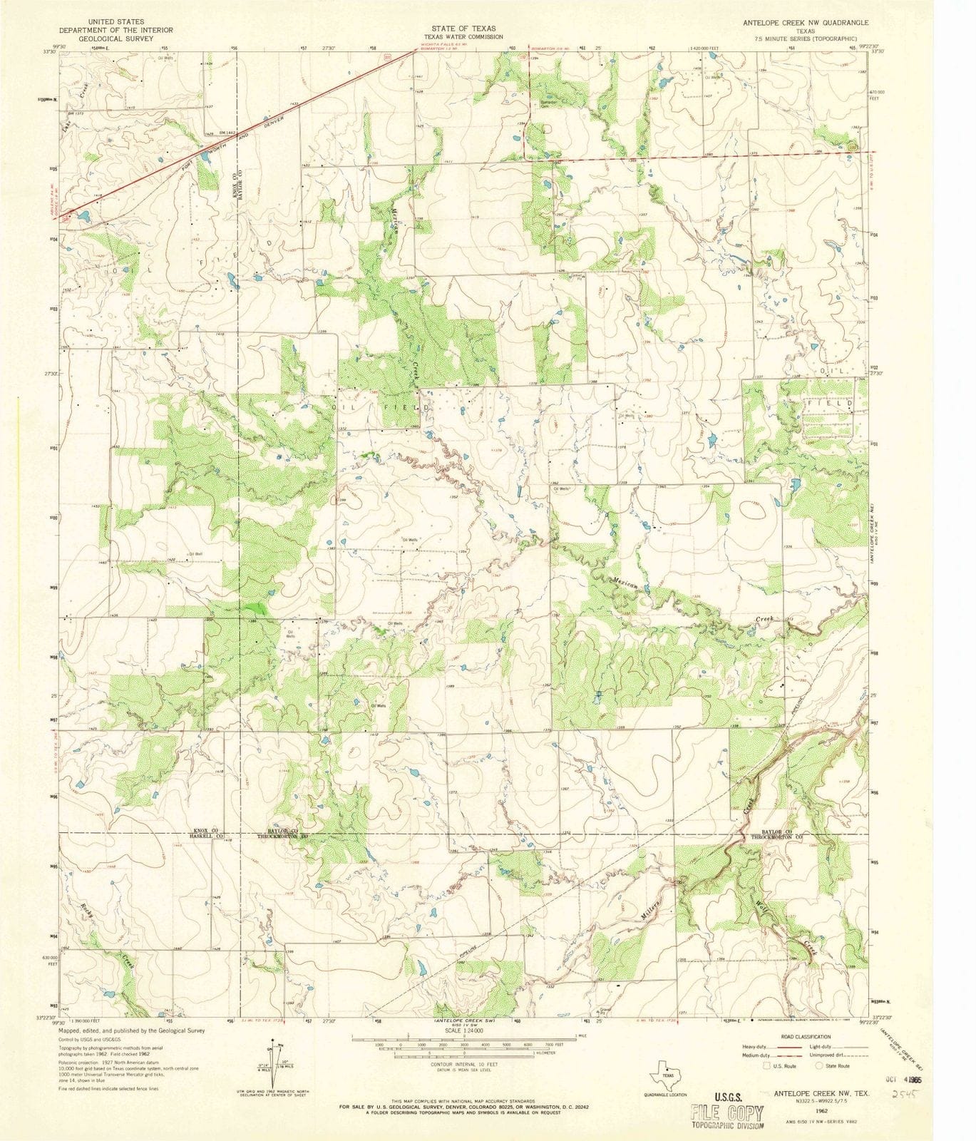 1962 Antelope Creek, TX - Texas - USGS Topographic Map v2