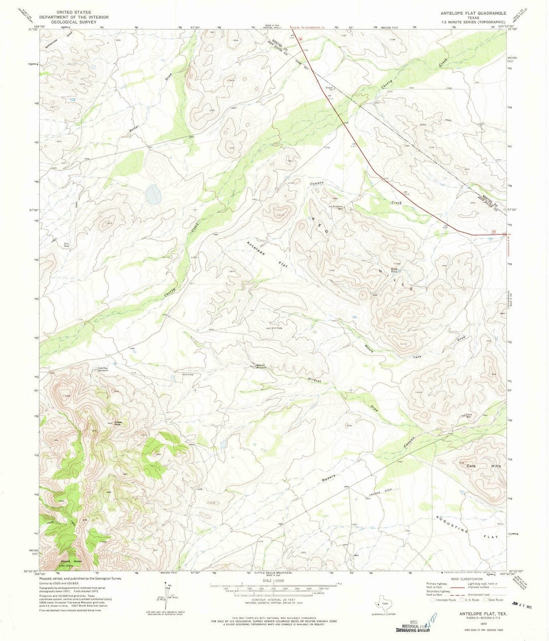 1972 Antelope Flat, TX - Texas - USGS Topographic Map