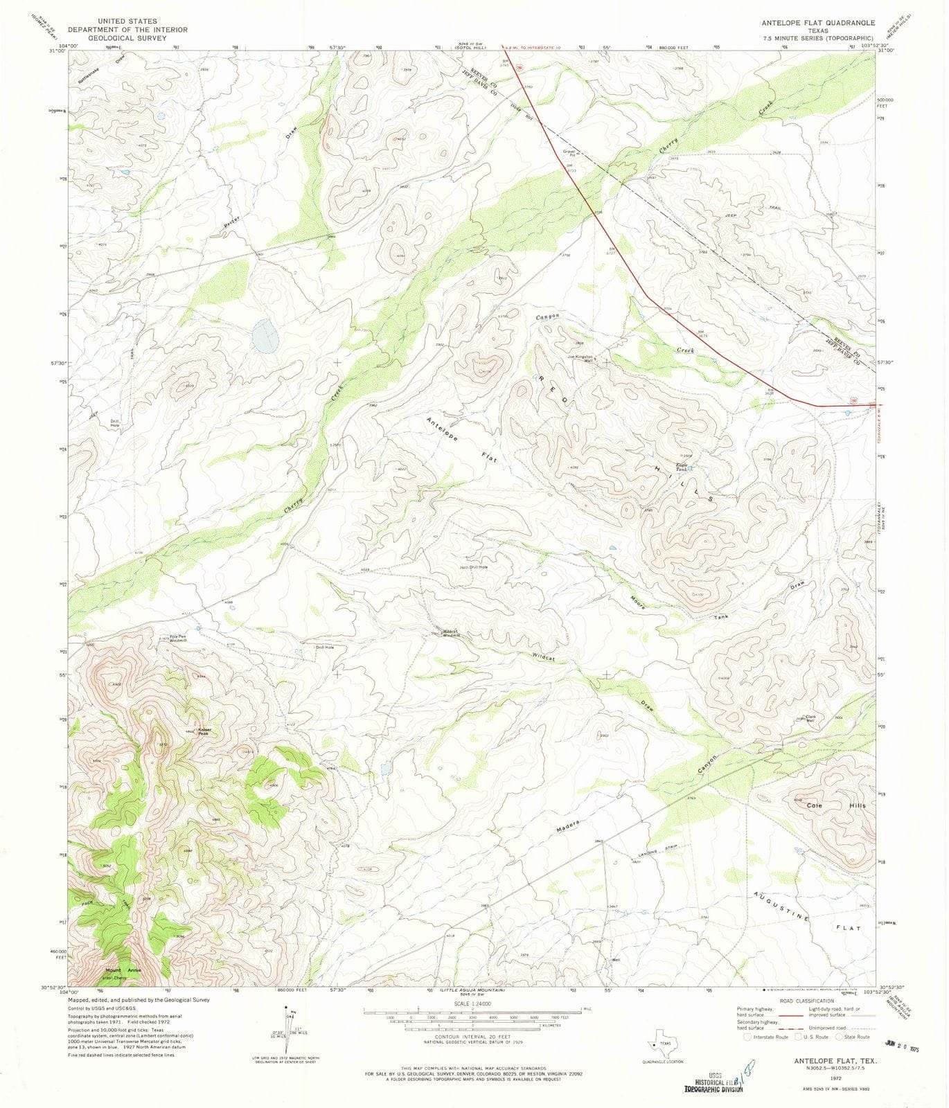 1972 Antelope Flat, TX - Texas - USGS Topographic Map