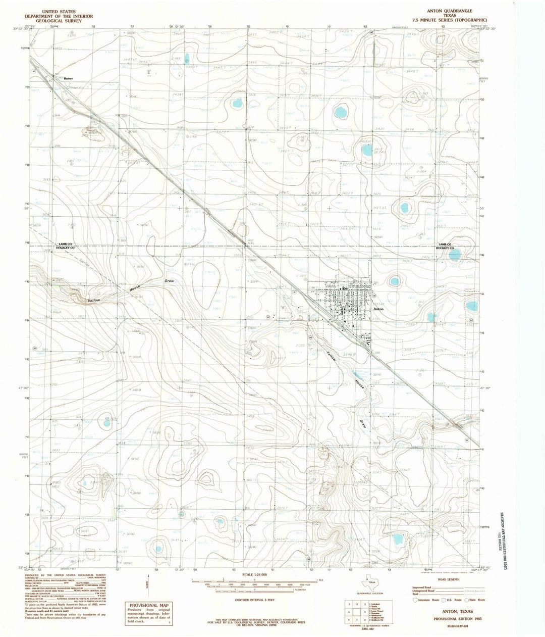 1985 Anton, TX - Texas - USGS Topographic Map