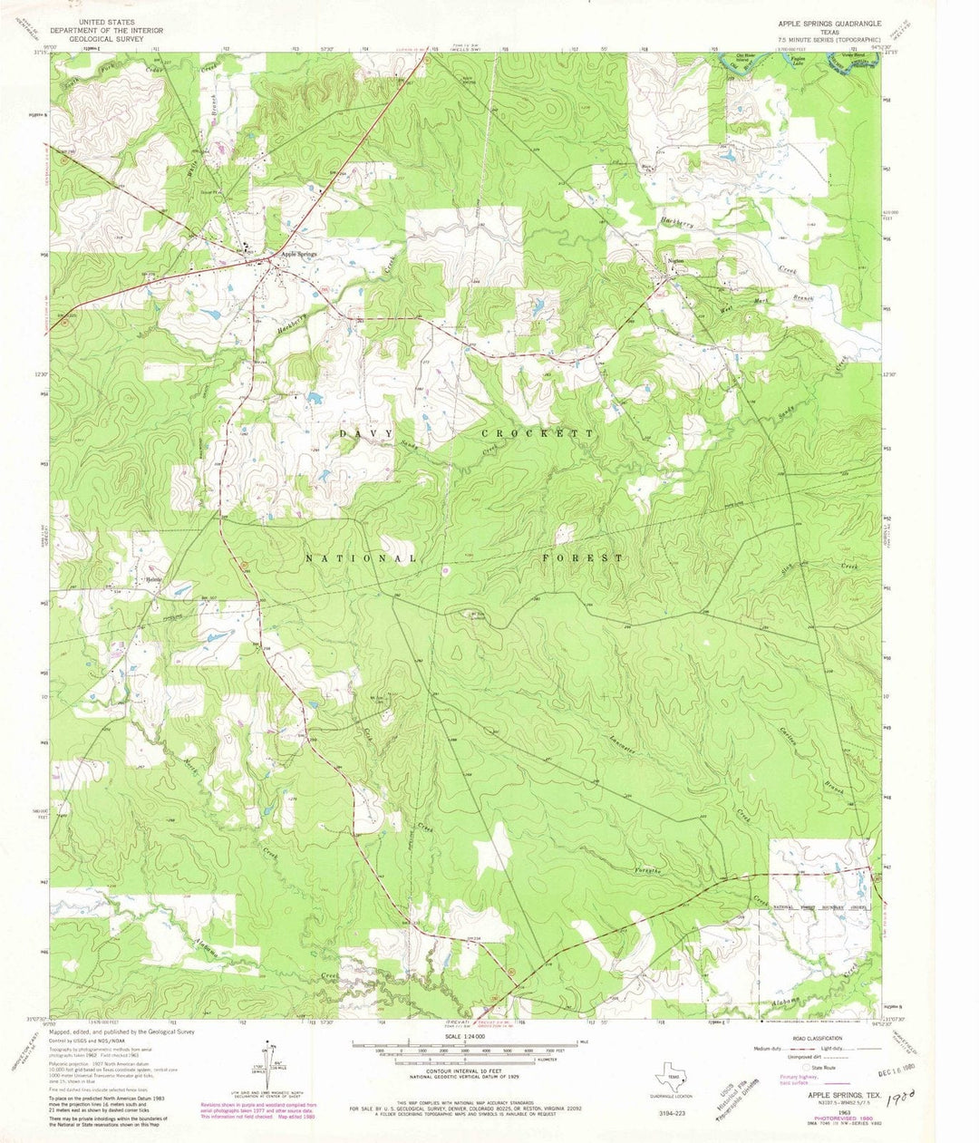 1963 Apple Springs, TX - Texas - USGS Topographic Map