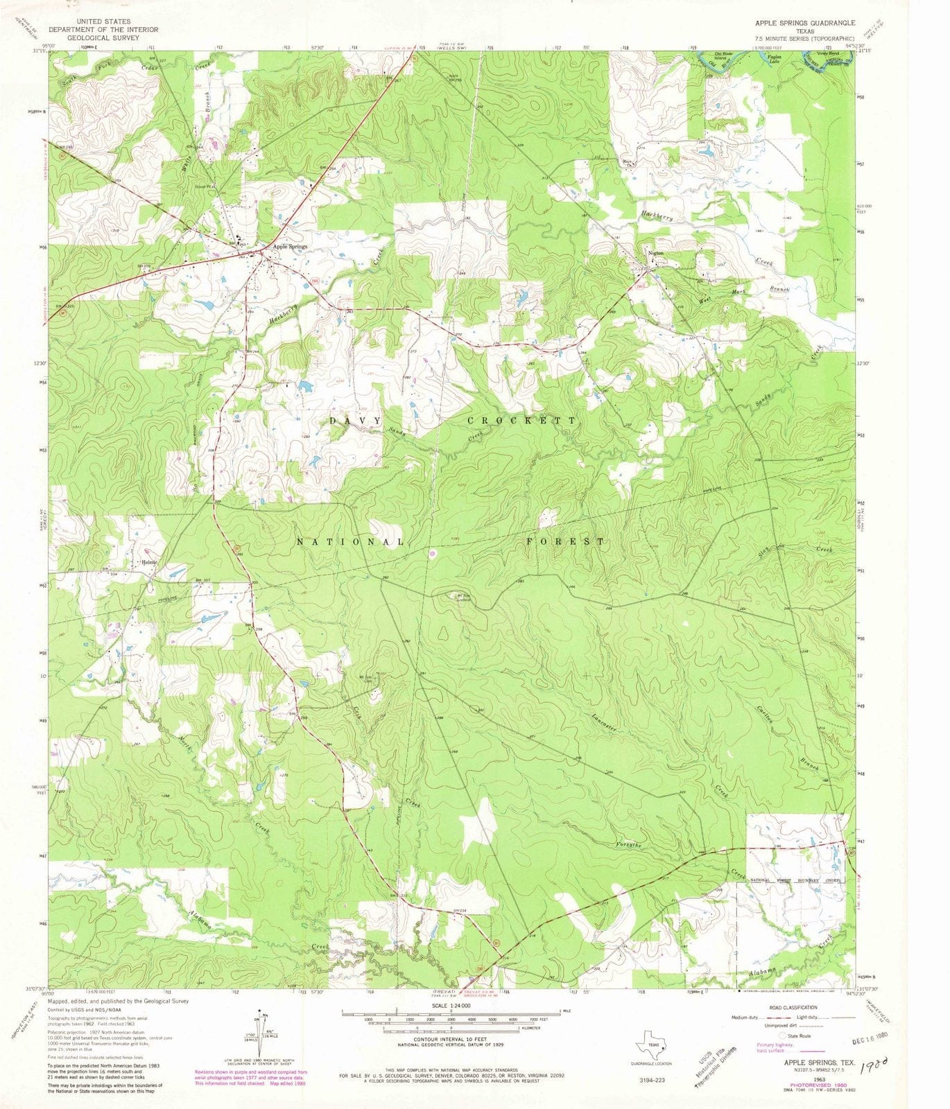 1963 Apple Springs, TX - Texas - USGS Topographic Map
