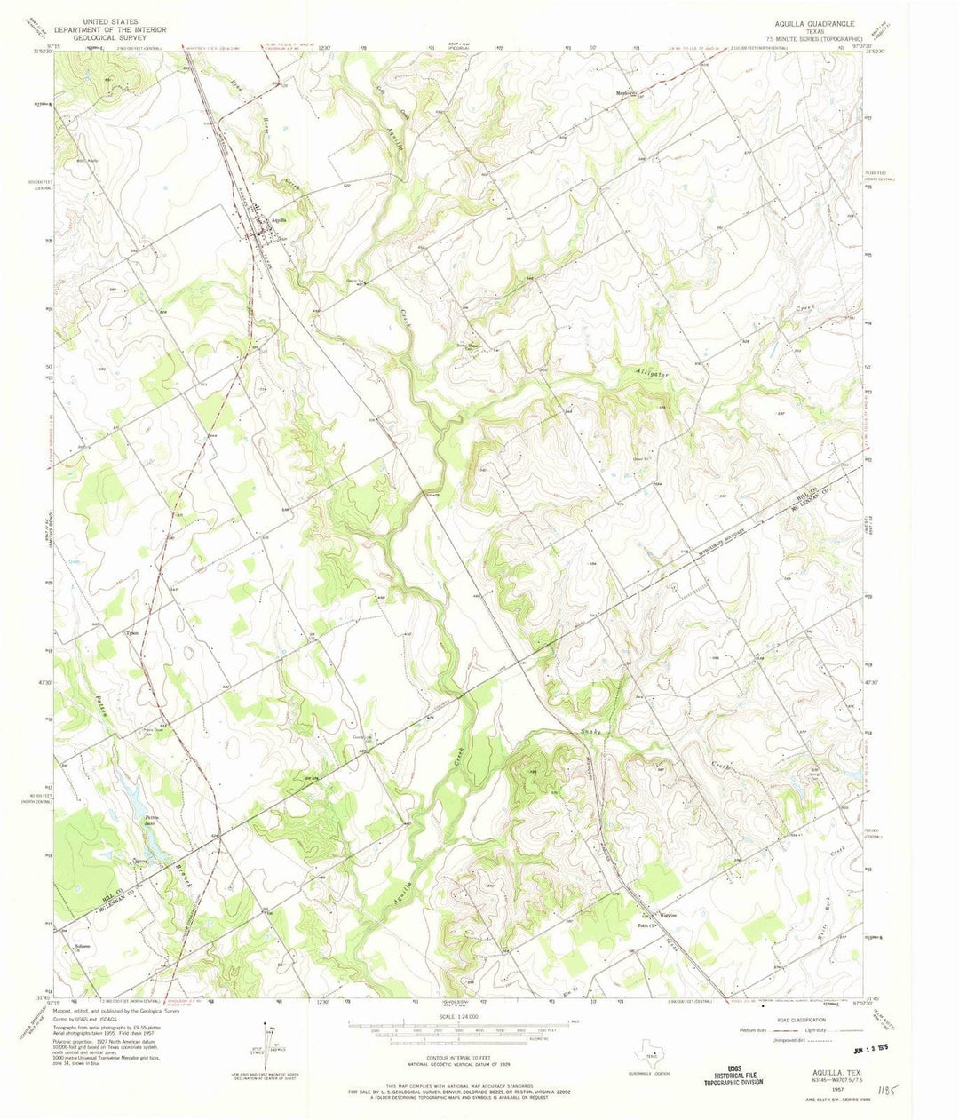 1957 Aquilla, TX - Texas - USGS Topographic Map