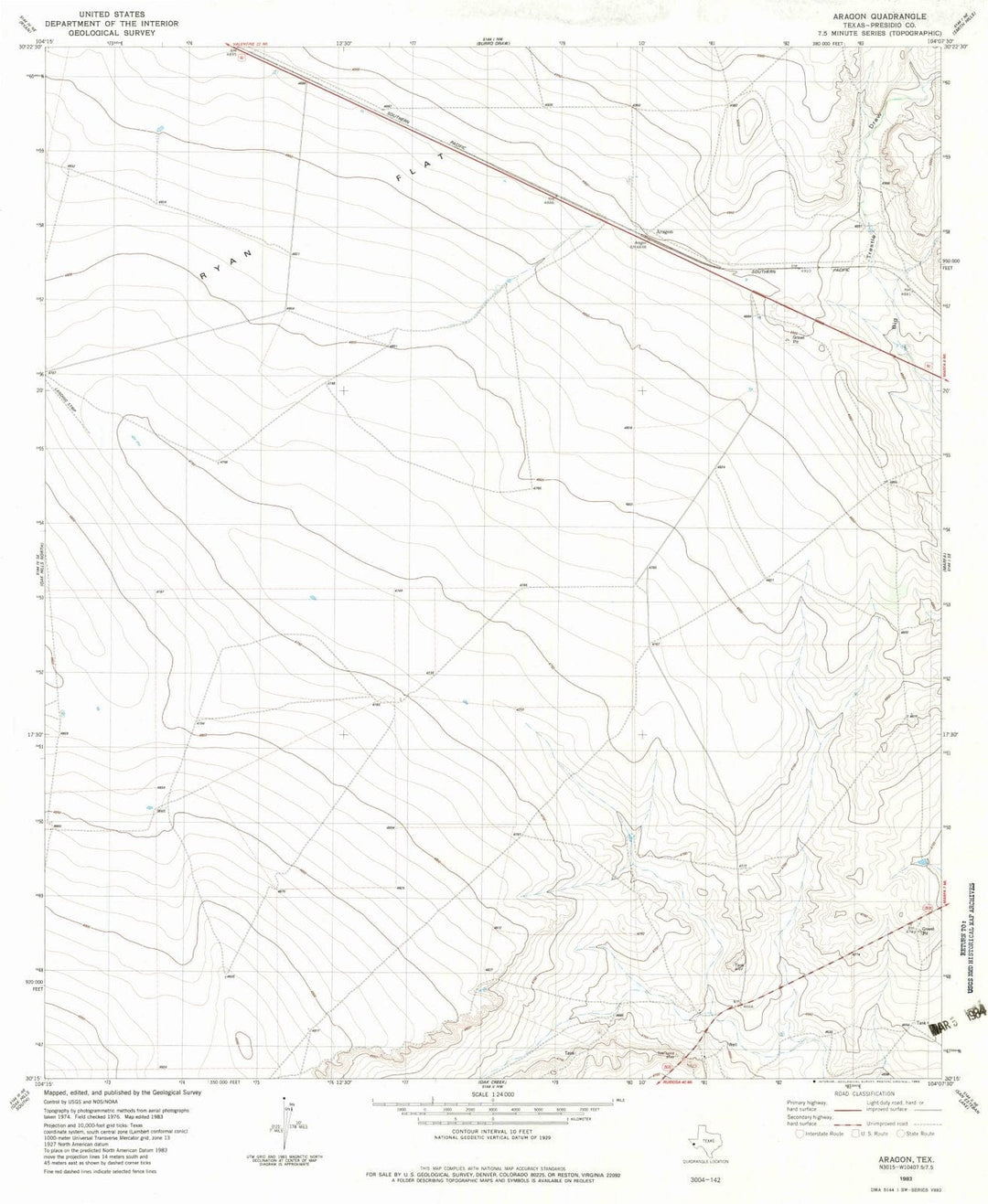 1983 Aragon, TX - Texas - USGS Topographic Map