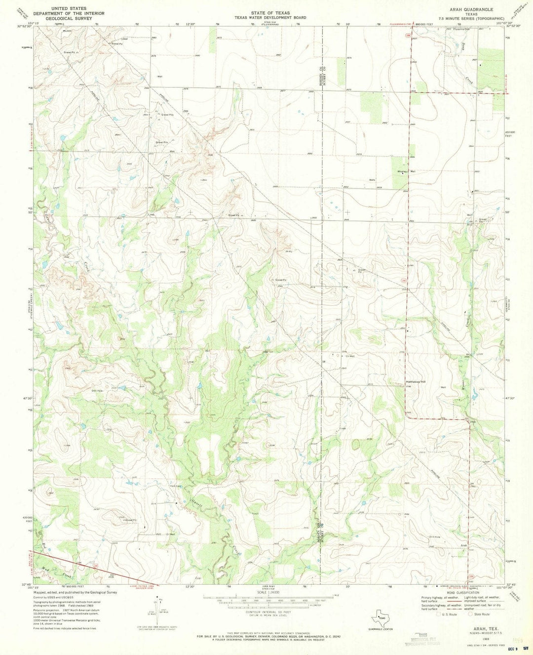 1969 Arah, TX - Texas - USGS Topographic Map