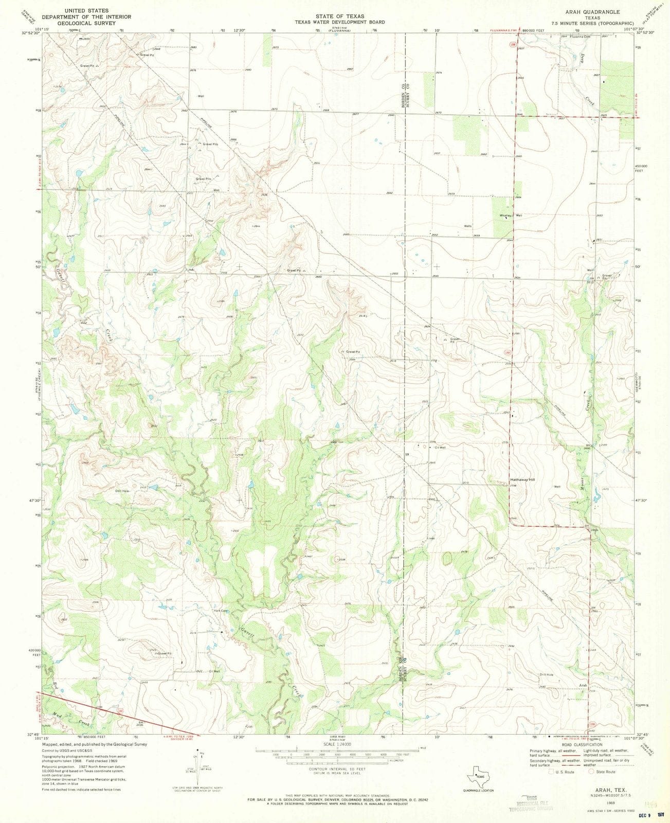 1969 Arah, TX - Texas - USGS Topographic Map