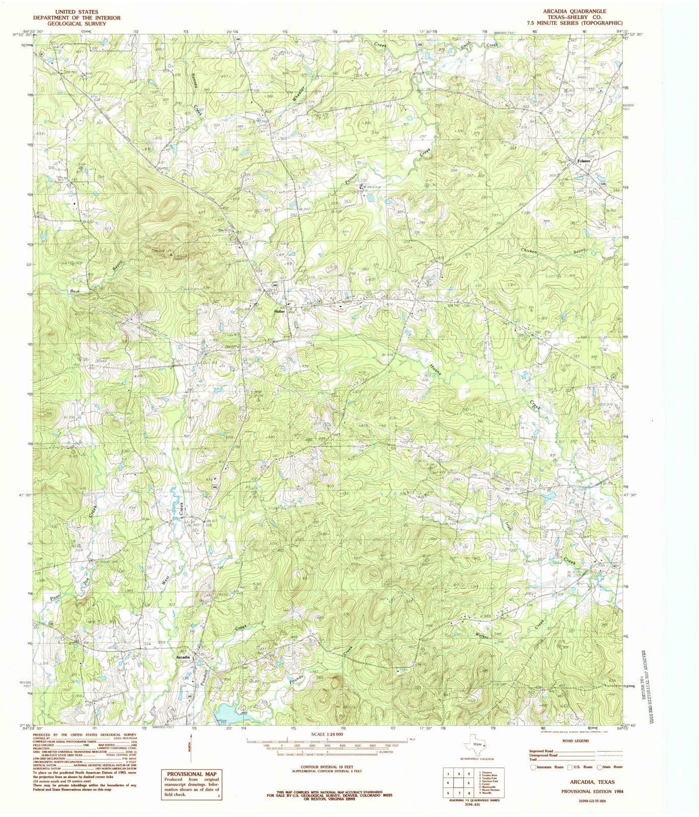 1984 Arcadia, TX - Texas - USGS Topographic Map