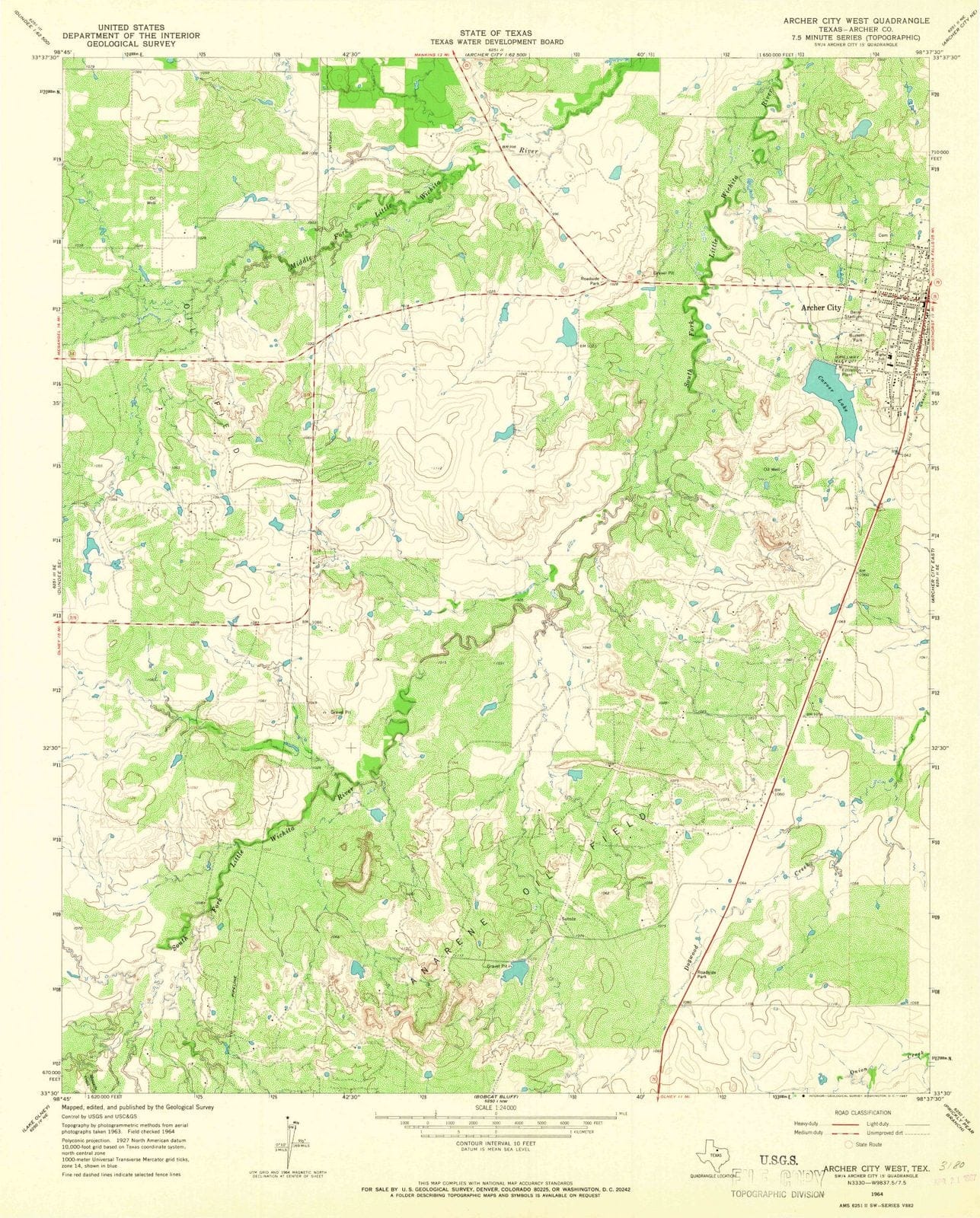 1964 Archer City West, TX - Texas - USGS Topographic Map