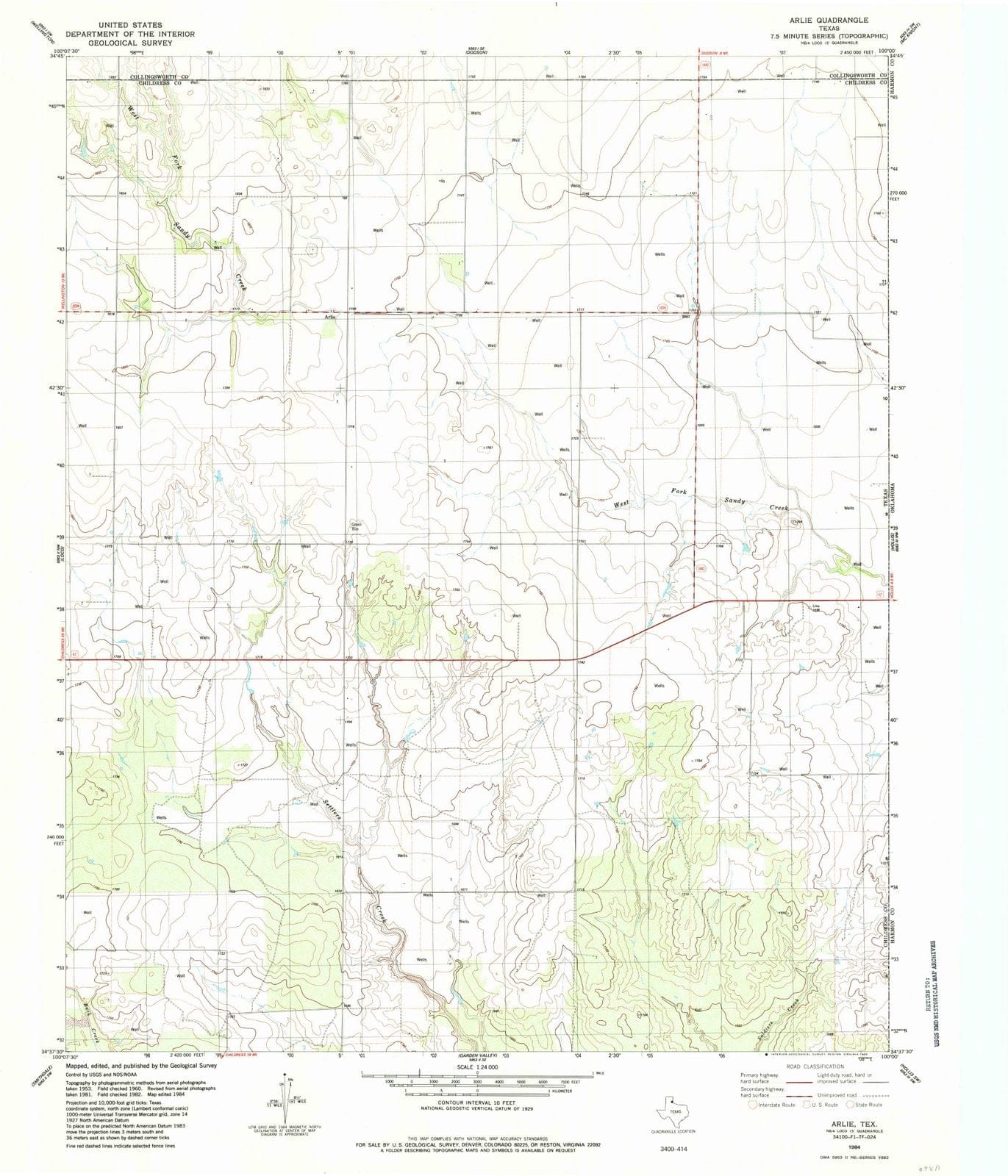 1984 Arlie, TX - Texas - USGS Topographic Map