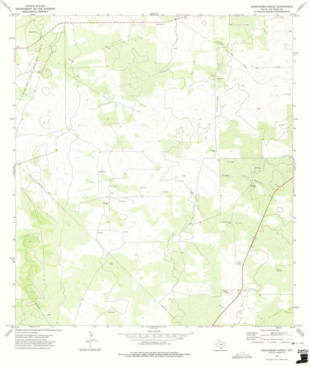 1972 Armstrong Ranch, TX - Texas - USGS Topographic Map