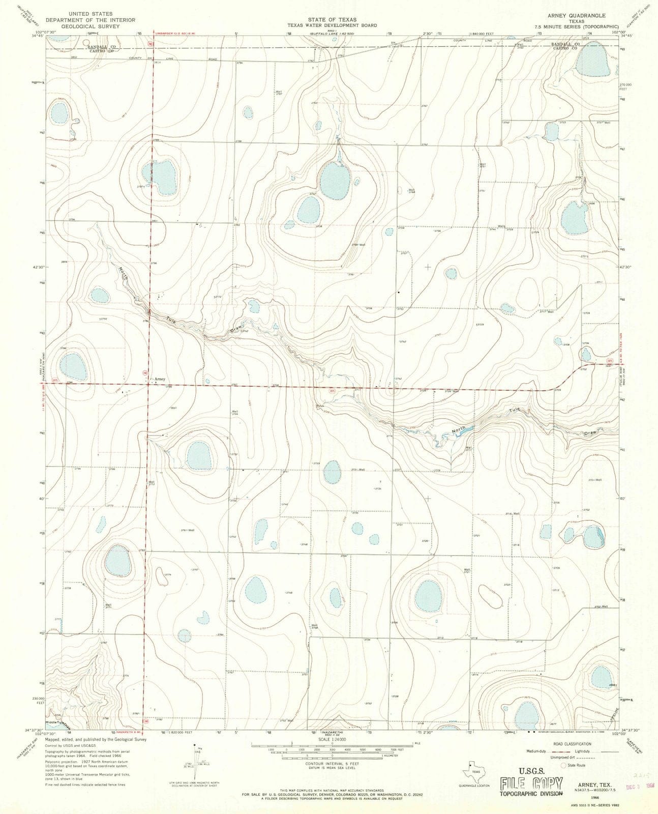 1966 Arney, TX - Texas - USGS Topographic Map