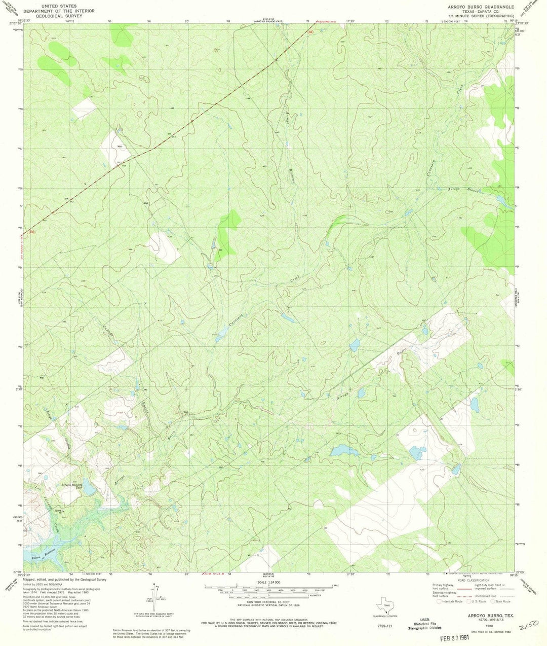 1980 Arroyo Burro, TX - Texas - USGS Topographic Map
