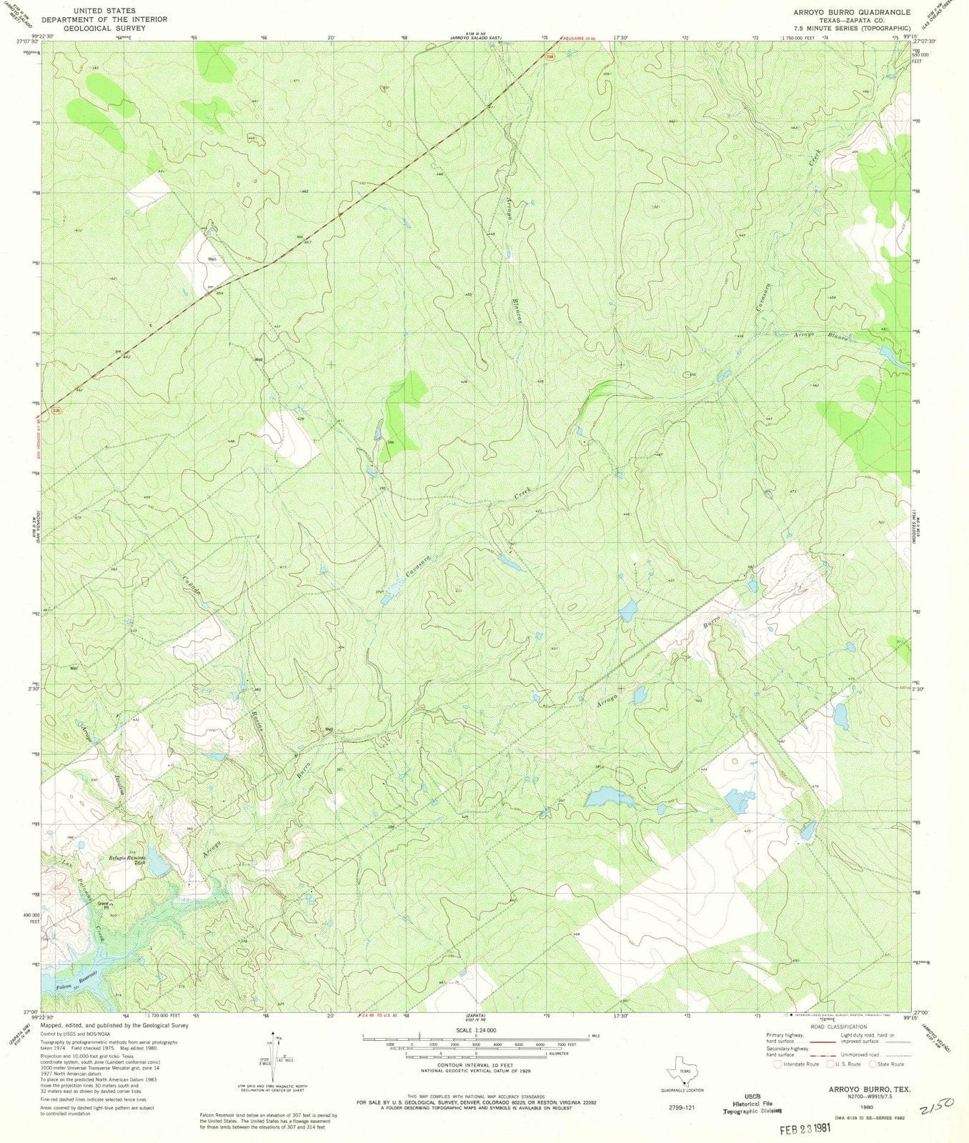1980 Arroyo Burro, TX - Texas - USGS Topographic Map