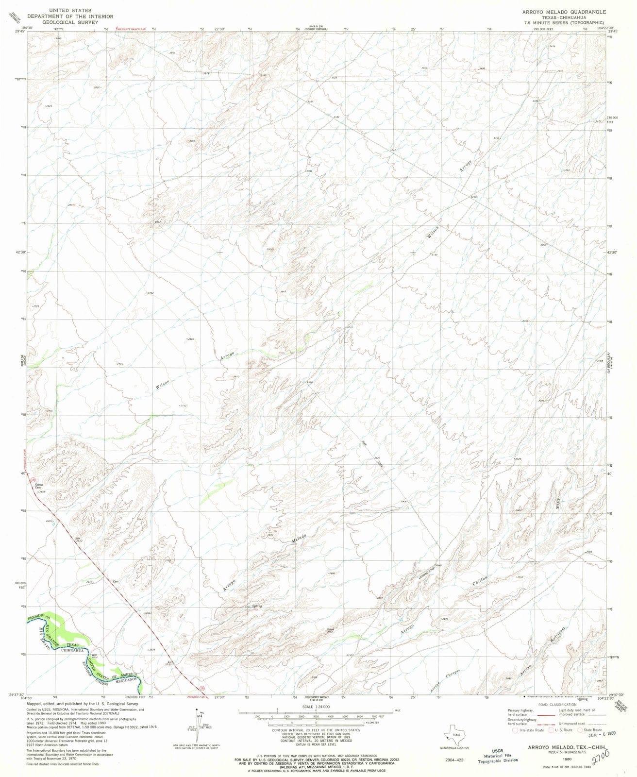 1980 Arroyo Melado, TX - Texas - USGS Topographic Map