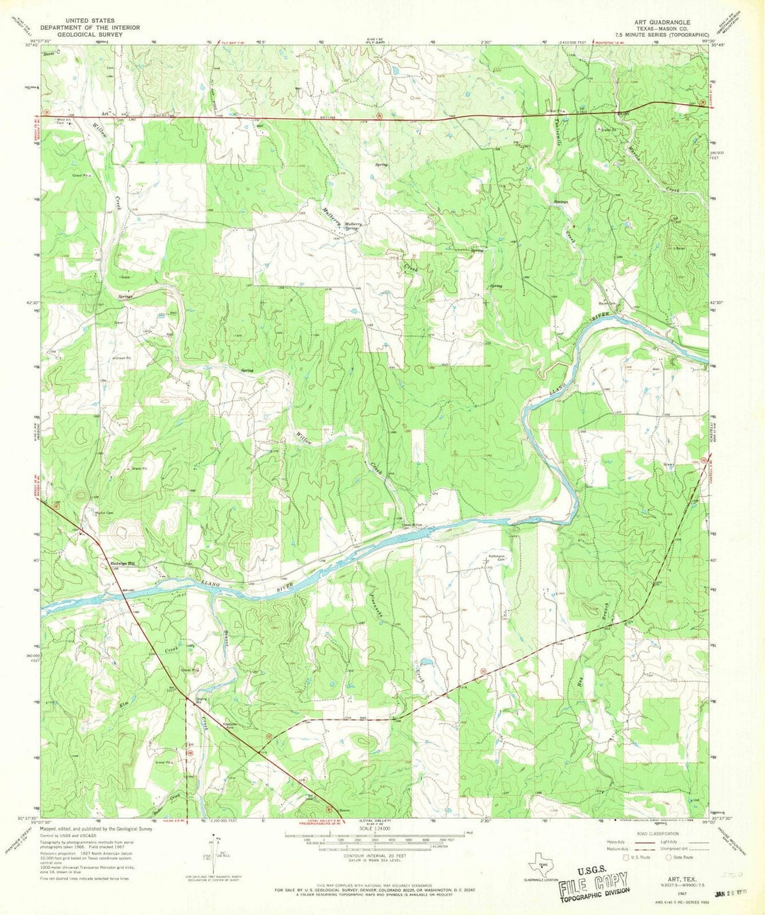 1967 Art, TX - Texas - USGS Topographic Map