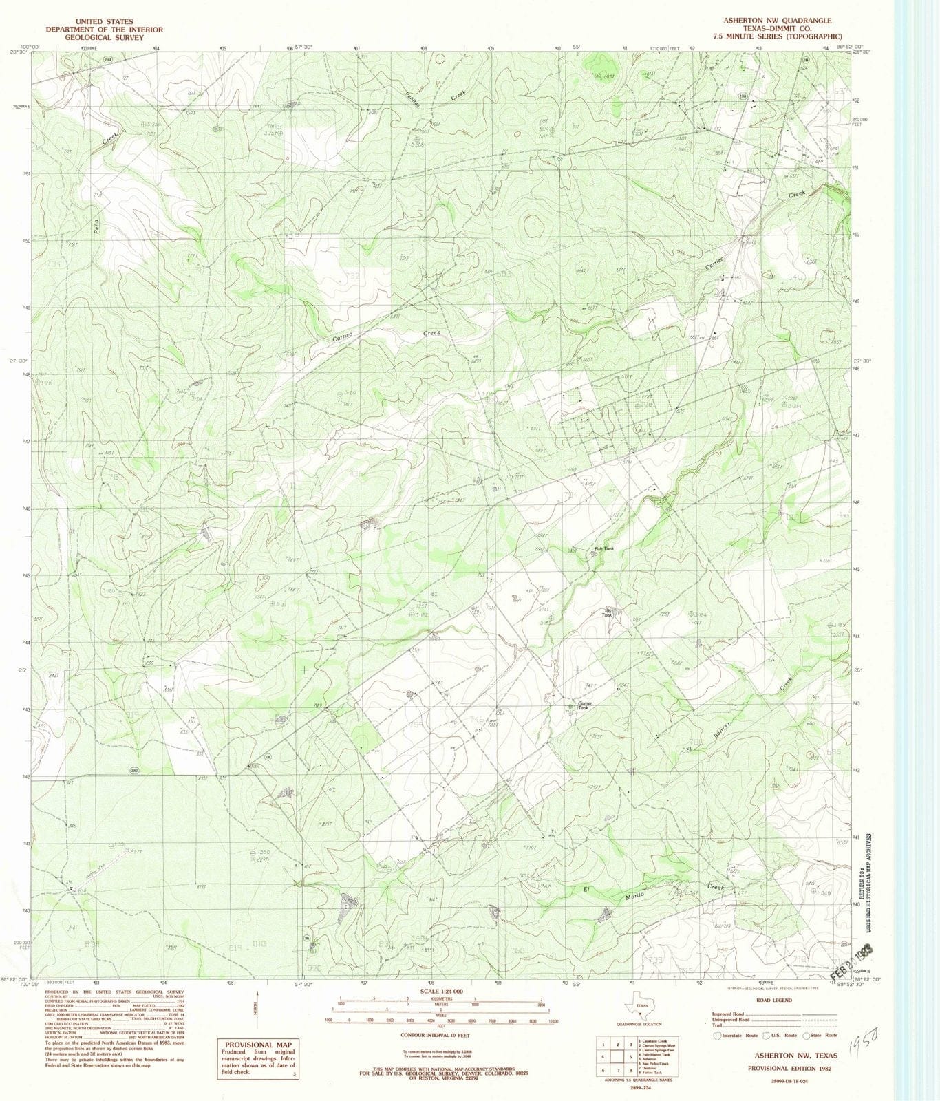 1982 Asherton, TX - Texas - USGS Topographic Map
