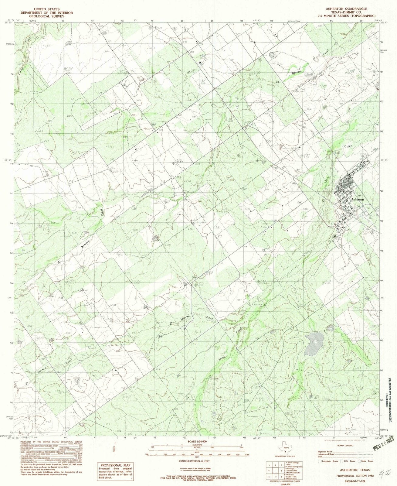 1982 Asherton, TX - Texas - USGS Topographic Map v2