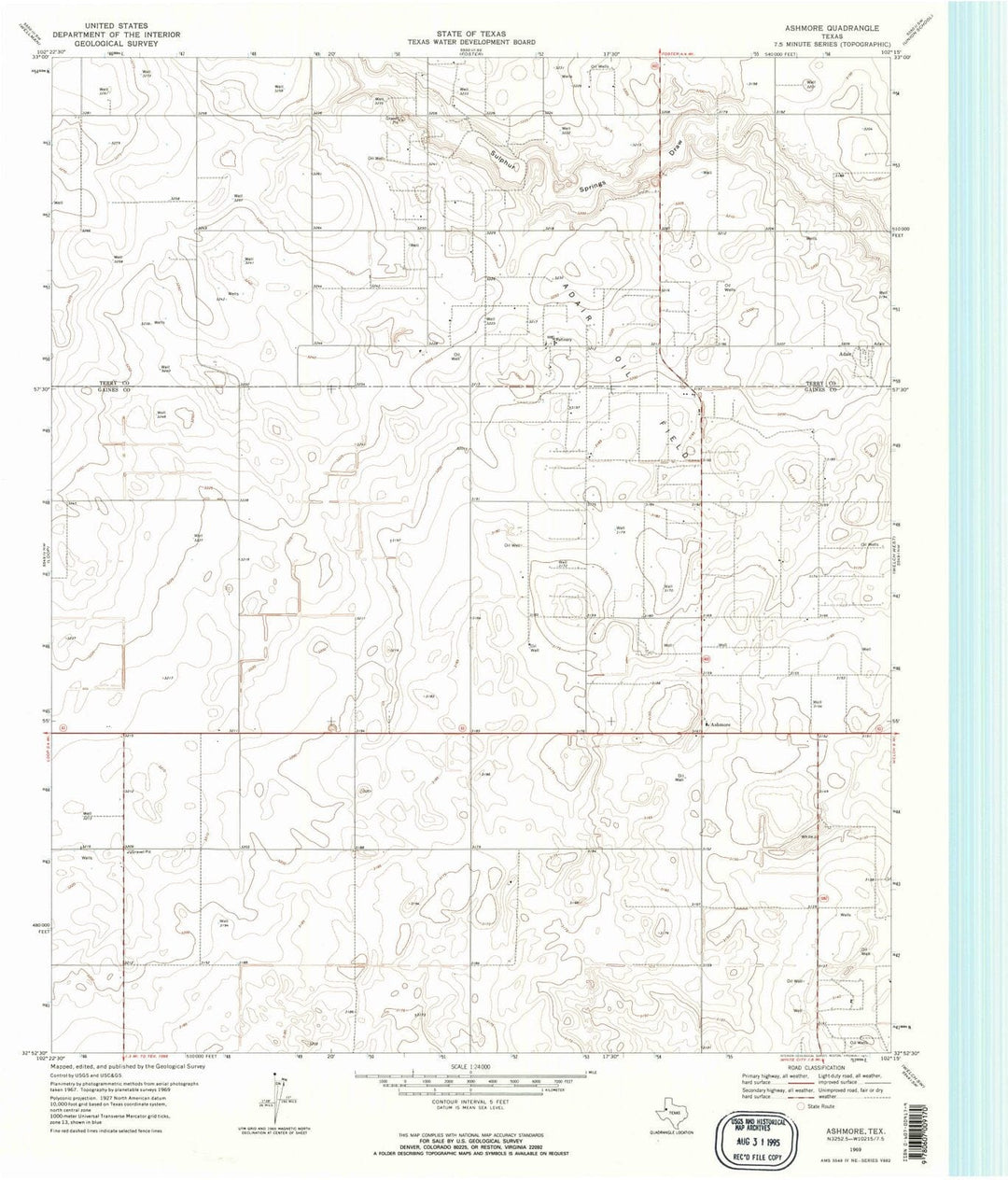 1969 Ashmore, TX - Texas - USGS Topographic Map