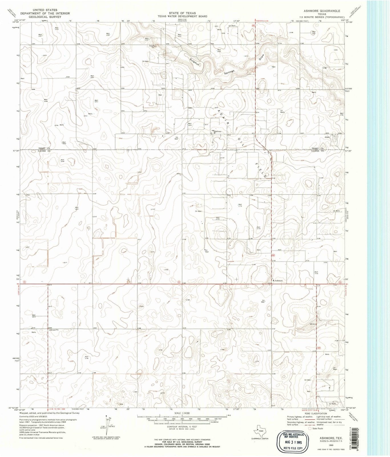 1969 Ashmore, TX - Texas - USGS Topographic Map